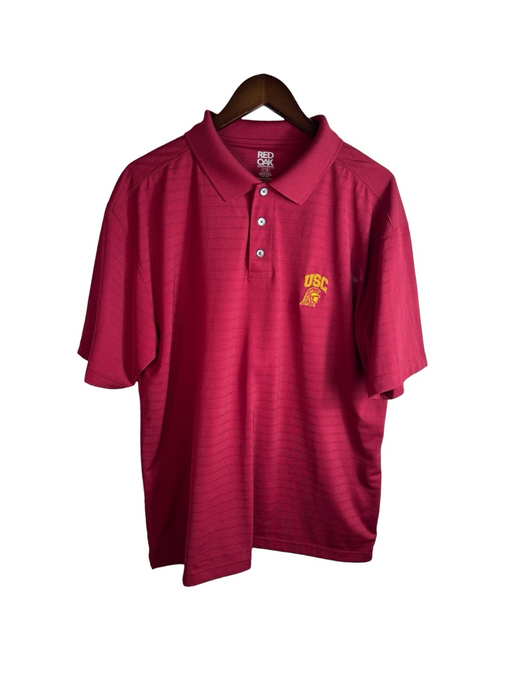 USC Trojans Polo Shirt Mens L Red NCAA Football Red Oak Sportswear Short Sleeve